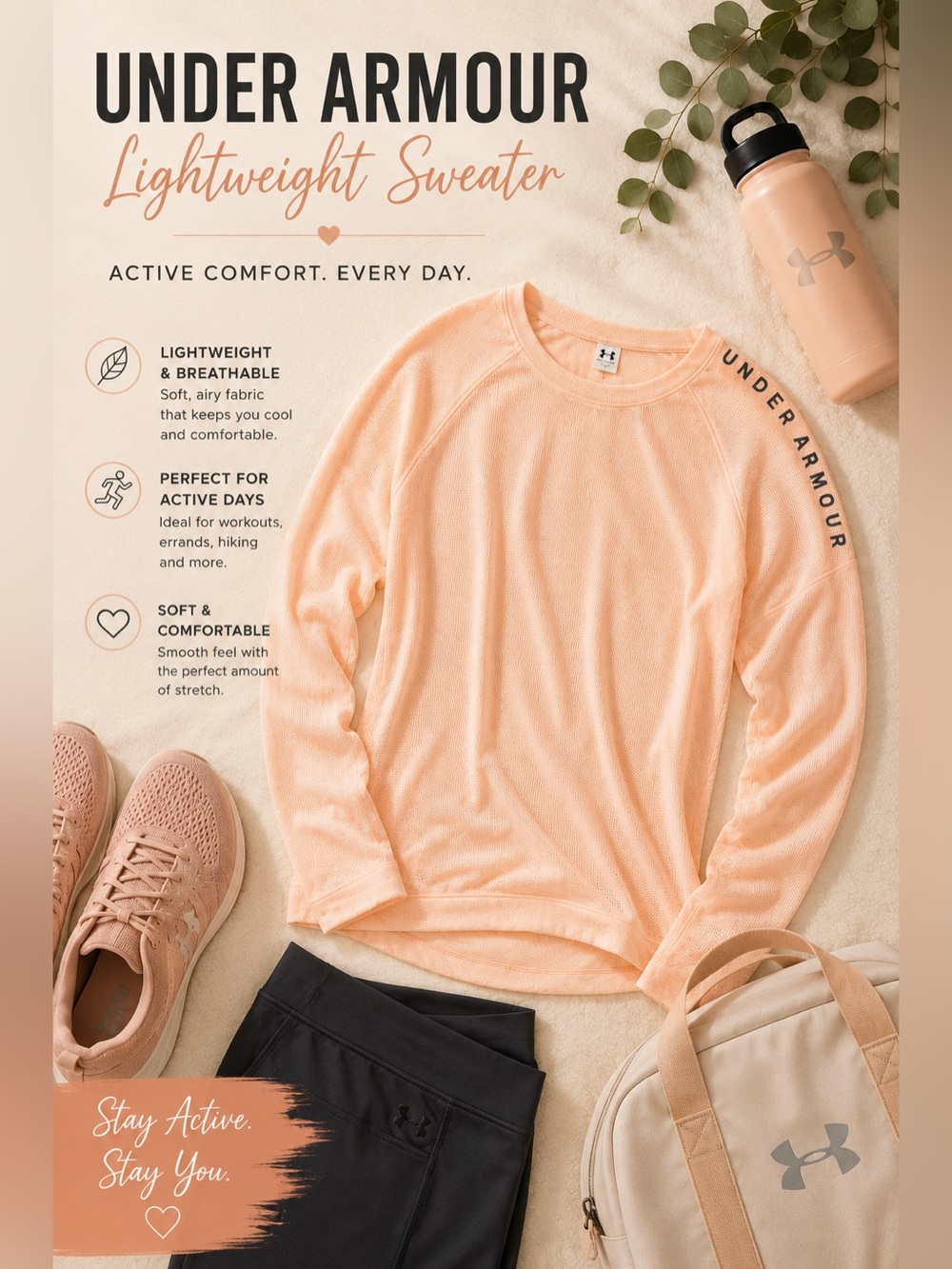 Under Armour | Peach | Mesh Long Sleeve | Athletic | L